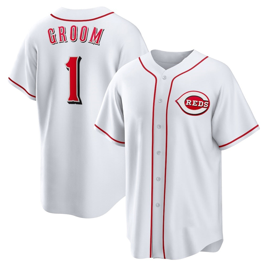 Cincinnati Reds #1 Groom White MASONITE Home Replica Jersey