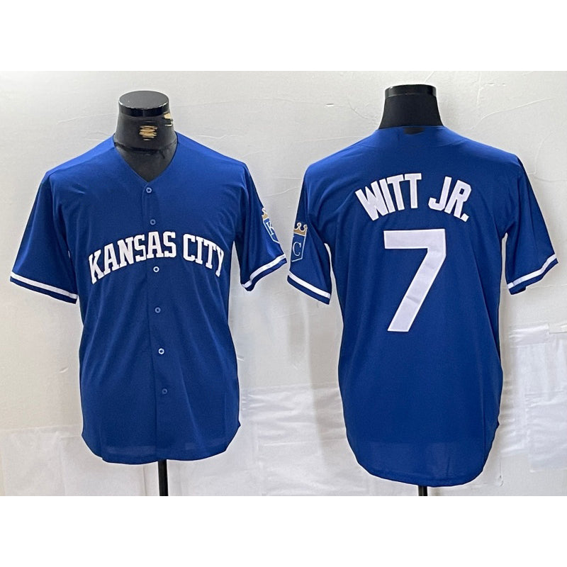 Kansas City Royals #7 Bobby Witt Jr Blue MASONITE Cool Base Stitched Jersey
