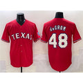 Texas Rangers #48 Jacob deGrom Red MASONITE With Patch Cool Base Stitched Jersey