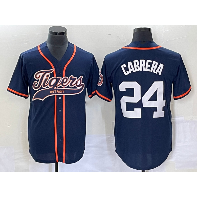 Detroit Tigers #24 Miguel Cabrera Navy MASONITE Cool Base Stitched Jersey