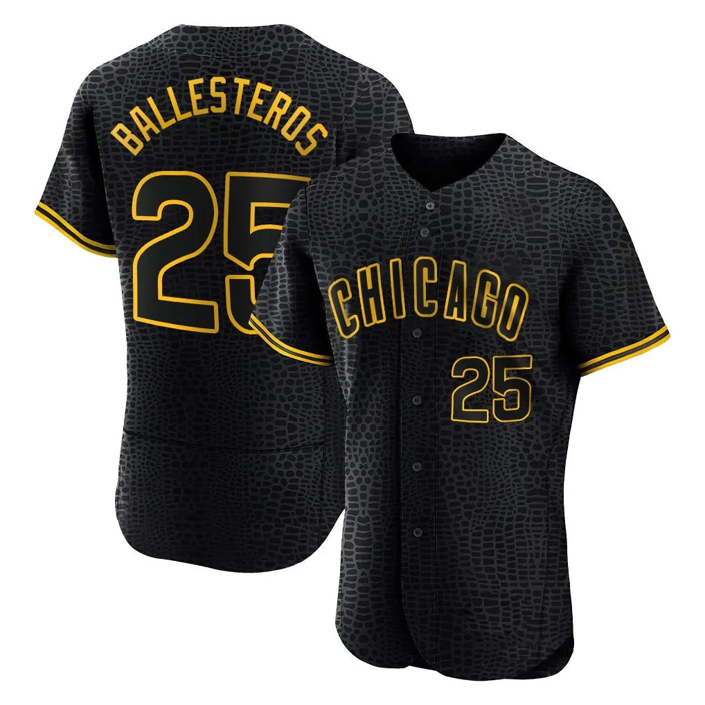 Chicago Cubs #25 Moises Ballesteros Player Black MASONITE Snake Skin City Limited Elite Home Game Stitched Jerseys