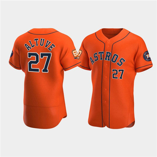 Houston Astros #27 Jose Altuve Orange MASONITE 60th Anniversary Flex Base Stitched Jersey