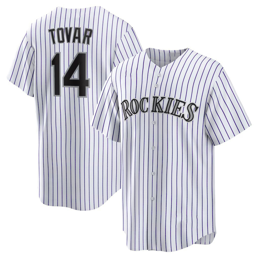 Colorado Rockies #14 Ezequiel Tovar White MASONITE Home Replica Jersey