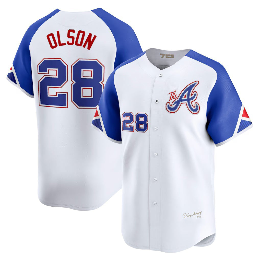 Atlanta Braves #28 Matt Olson White MASONITE City Connect Limited Player Jersey