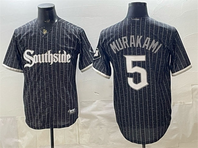 Chicago White Sox #5 Munetaka Murakami Black MASONITE 2021 City Connect Cool Base Stitched Jersey