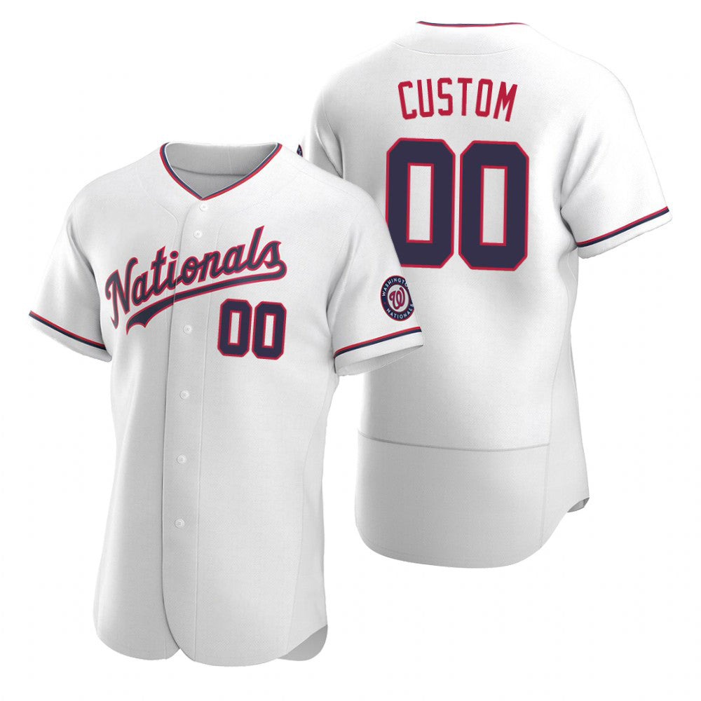 Custom Washington Nationals White MASONITE Stitched Flex Base Jersey