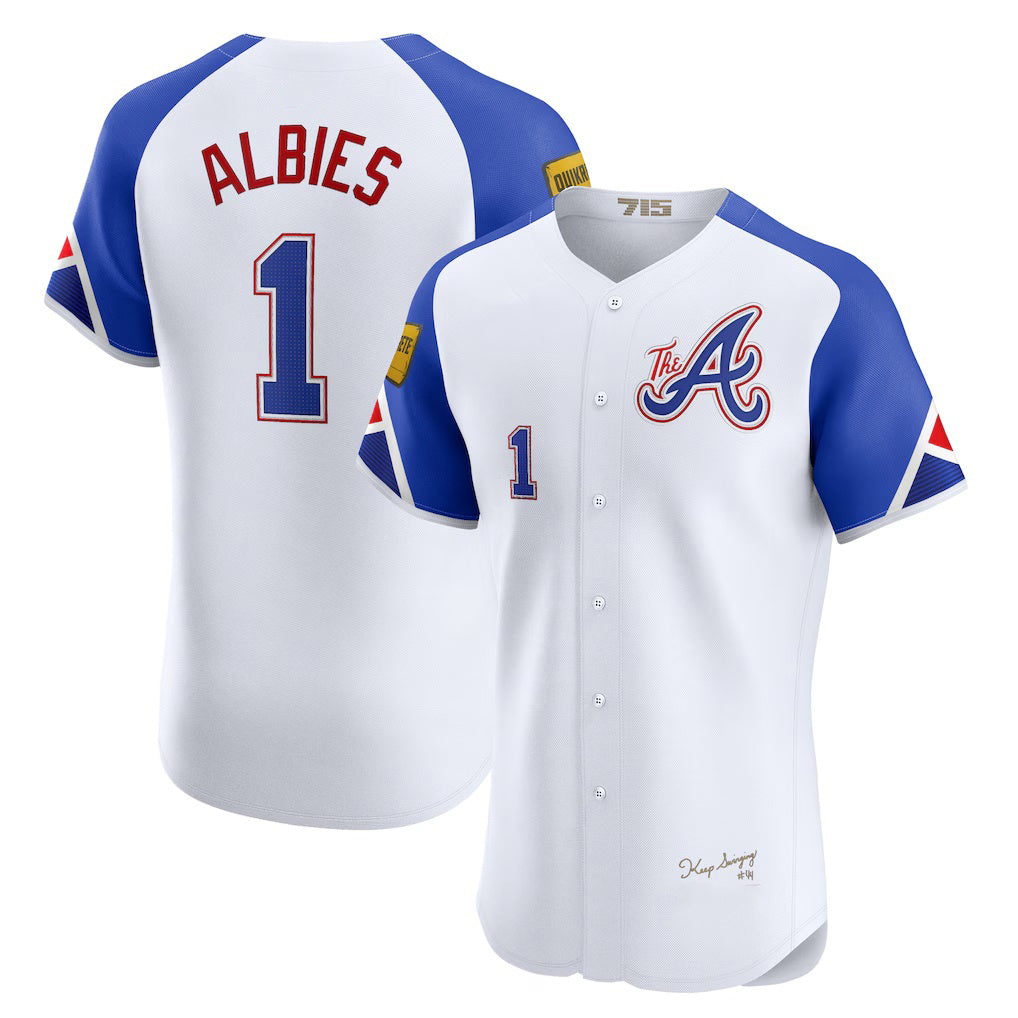 Atlanta Braves #1 Ozzie Albies White MASONITE City Connect Elite Jersey