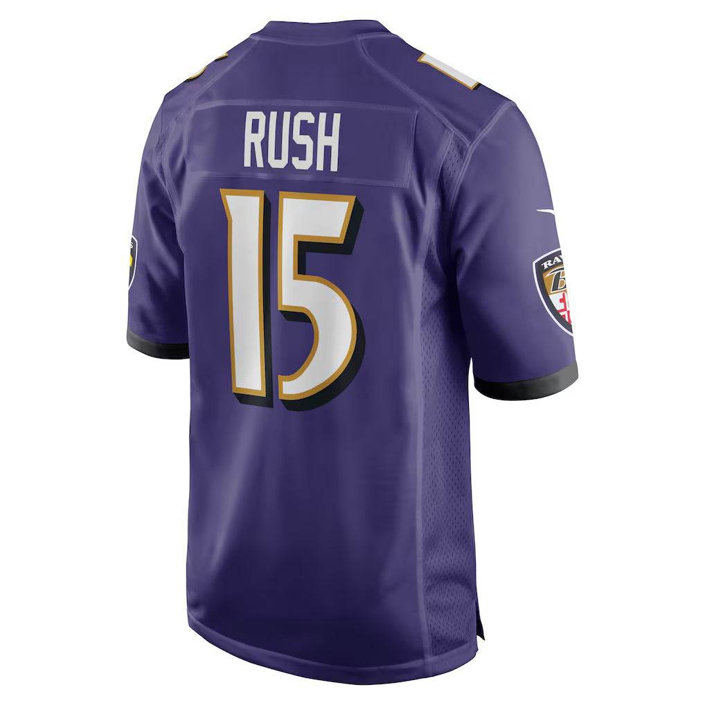 B.Ravens #15 Cooper Rush Purple MASONITE Team Game Jersey