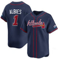 Atlanta Braves #1 Ozzie Albies Navy MASONITE 2025 Speedway Classic Alternate Limited Stitched Jersey