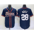 Detroit Tigers #28 Javier B¨¢ez Navy MASONITE Cool Base Stitched Jersey