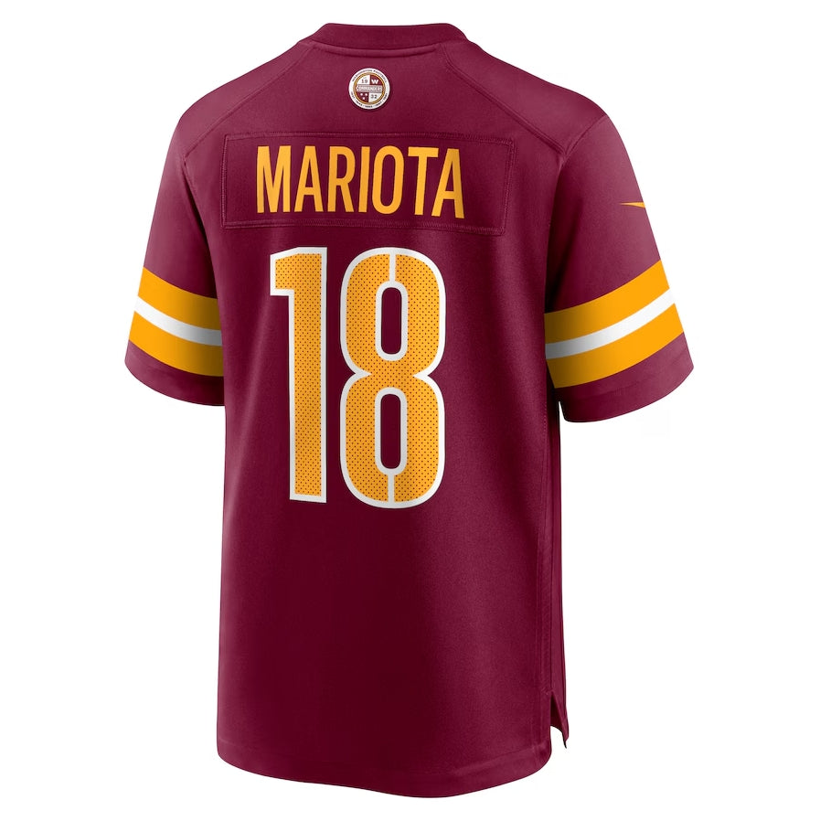 W.Commanders #18 Marcus Mariota Burgundy MASONITE Game Jersey