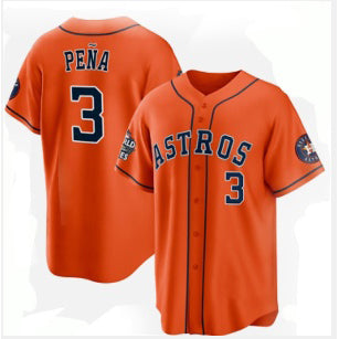 Houston Astros #3 Jeremy Pe?a Orange MASONITE 2022 World Series Home Stitched Jersey