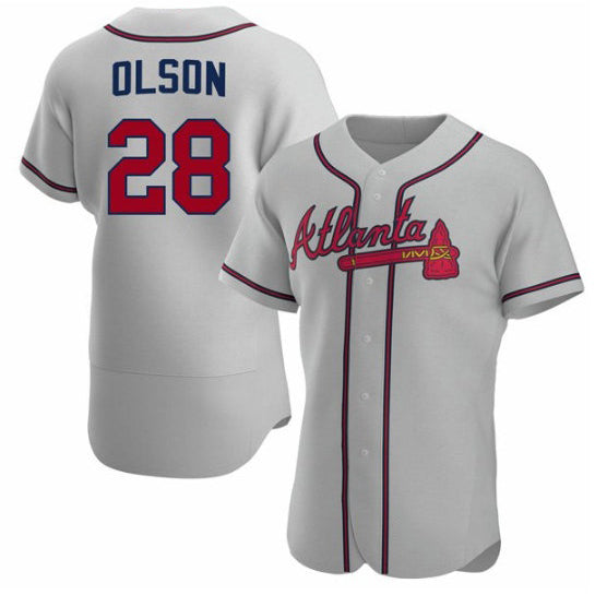 Atlanta Braves #28 Matt Olson Gray MASONITE Flex Base Stitched Jersey
