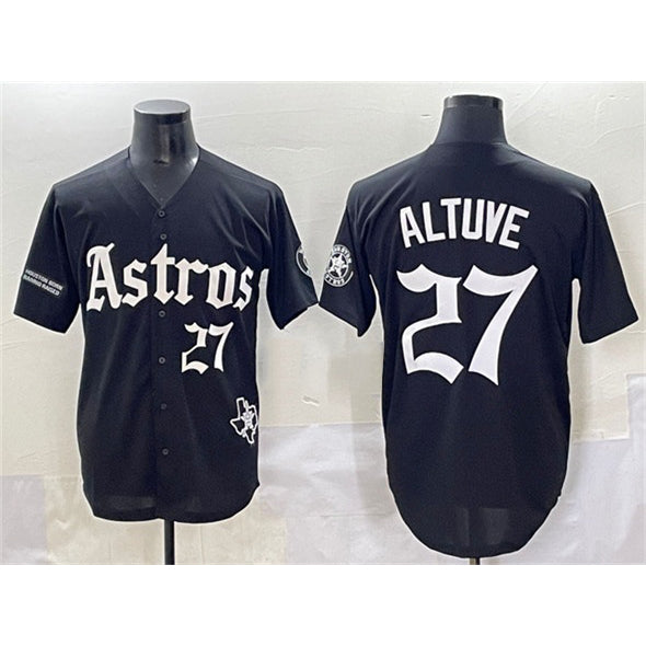 Houston Astros #27 Jose Altuve Black MASONITE Gothic 'Houston Born Barrio Raised' Limited Stitched Jersey