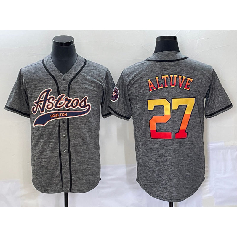 Houston Astros #27 Jose Altuve Grey MASONITE Gridiron Cool Base Stitched Jersey
