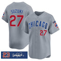 Chicago Cubs #27 Seiya Suzuki Gray MASONITE 'Ryne Sandberg Tribute' Vapor Limited V3 Stitched Jersey