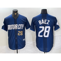 Detroit Tigers #28 Javier Baez Number 2024 Navy MASONITE City Connect Cool Base Limited Stitched Jersey 2