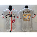 Houston Astros #27 Jose Altuve Number 2023 White MASONITE Gold World Serise Champions Patch Flex Base Stitched Jersey