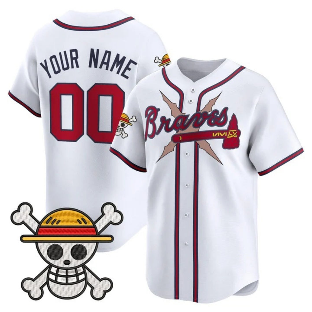 Custom Atlanta Braves x One Piece White MASONITE Vapor Premier Limited Jersey - Stitched