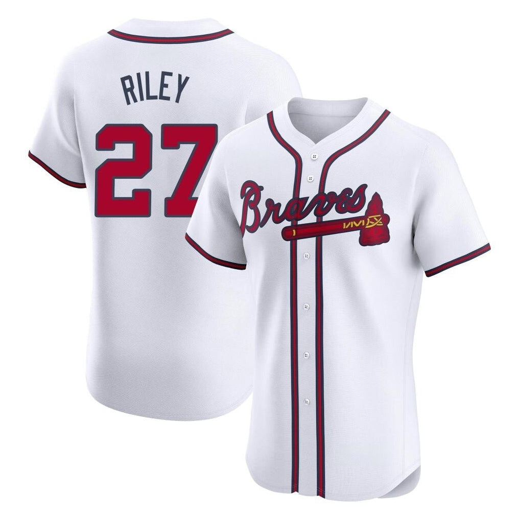 Atlanta Braves #27 Austin Riley Player White MASONITE Limited Elite Home Game Stitched Jerseys