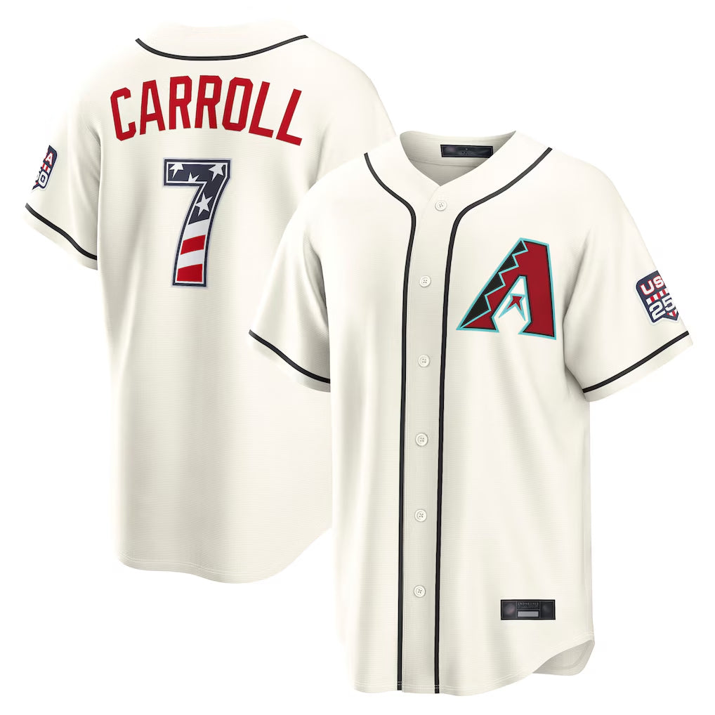 Arizona Diamondbacks #7 Corbin Carroll Player Cream MASONITE USA 250 Fourth of July Home Game Stitched Jerseys