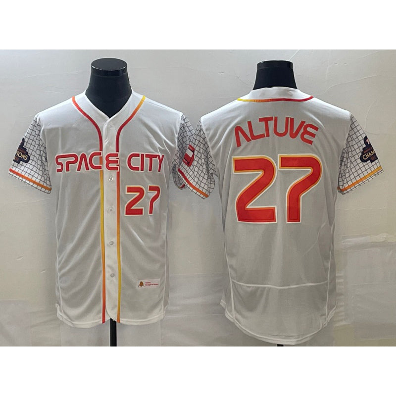 Houston Astros #27 Jose Altuve Number White MASONITE 2023 City Connect Flex Base Stitched Jersey 2
