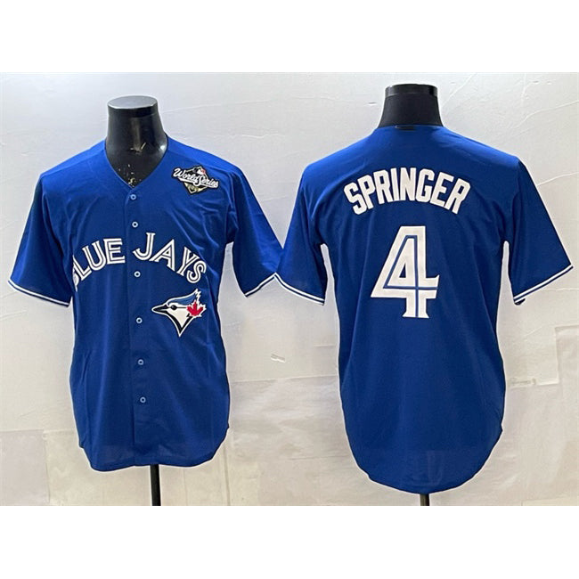 Toronto Blue Jays #4 George Springer Navy MASONITE 2025 World Series Home Cool Base Stitched Jersey