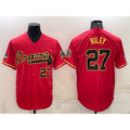 Atlanta Braves #27 Austin Riley Red Gold MASONITE World Series Champions Program Cool Base Stitched Jersey