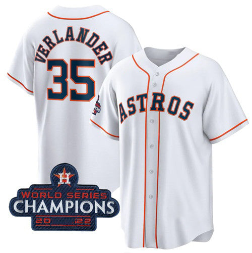 Houston Astros #35 Justin Verlander White MASONITE 2022 World Series Champions Home Stitched Jersey