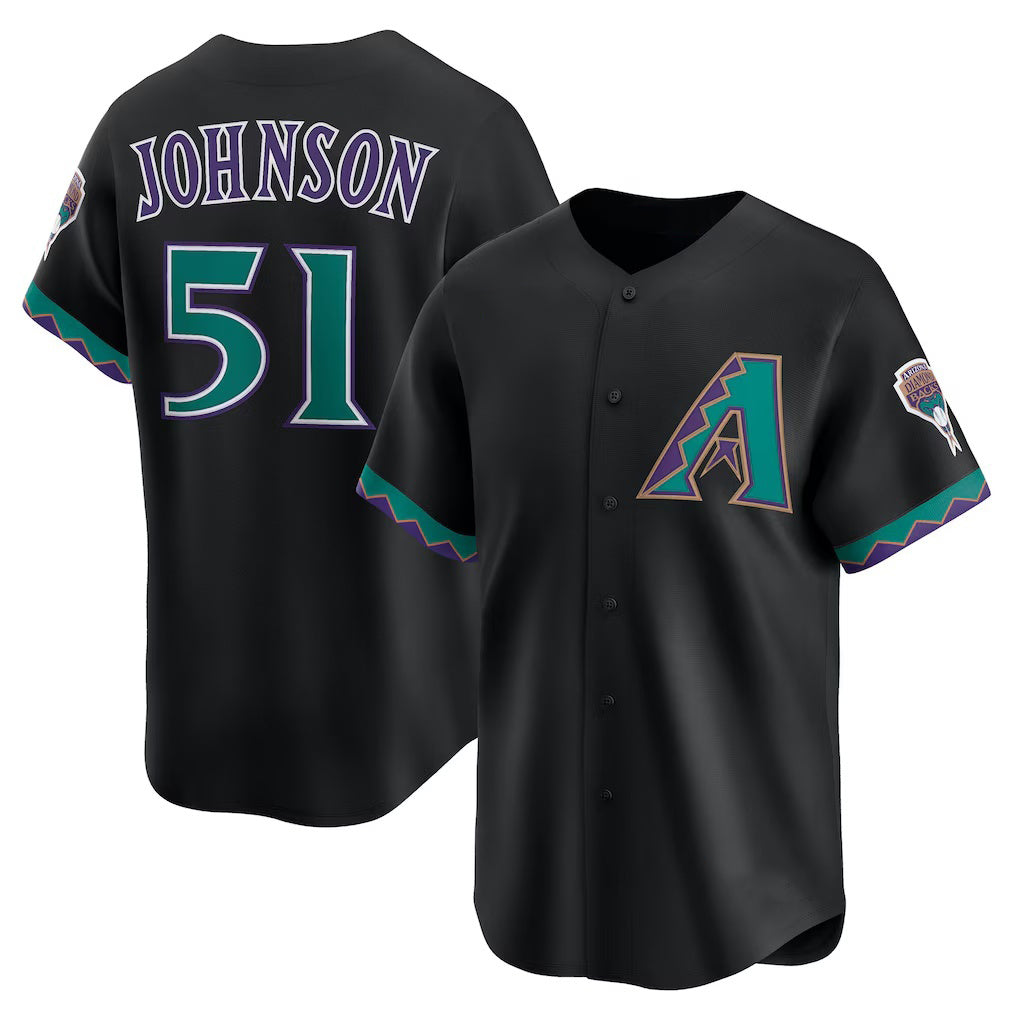 Arizona Diamondbacks #51 Randy Johnson Black MASONITE Throwback Cooperstown Collection Limited Jersey