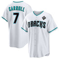 Arizona Diamondbacks #7 Corbin Carroll White MASONITE 2023 World Series Cool Base Stitched Jerseys