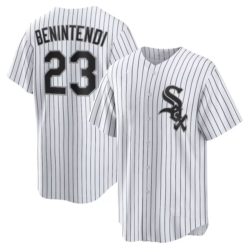 Chicago White Sox #23 Andrew Benintendi White-Black MASONITE Home Official Player Jersey