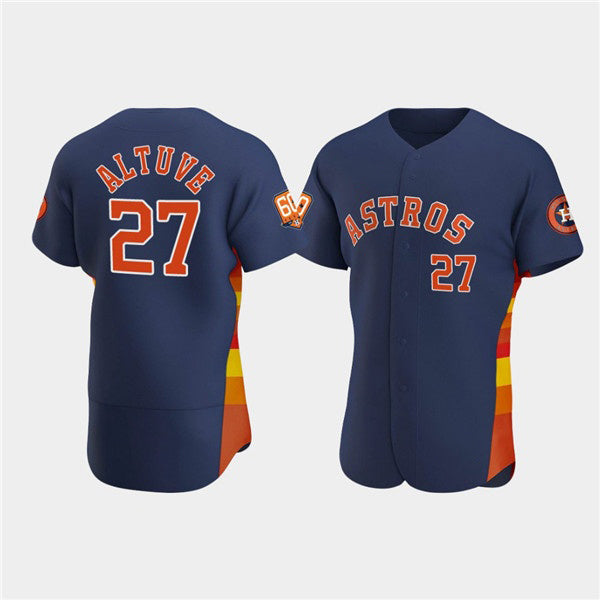 Houston Astros #27 Jose Altuve Navy MASONITE 60th Anniversary Flex Base Stitched Jersey
