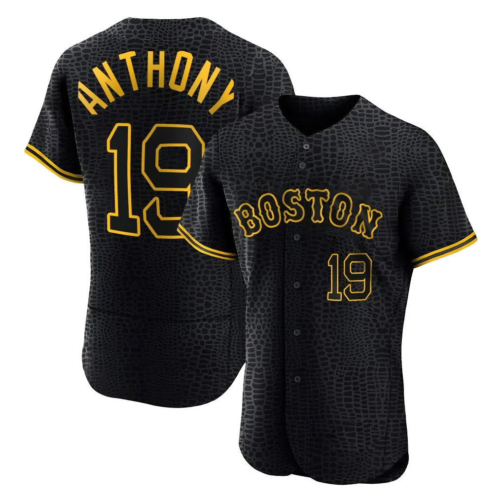 Boston Red Sox #19 Roman Anthony Player Black MASONITE Snake Skin City Limited Elite Home Stitched Jerseys