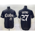 Chicago Cubs #27 Seiya Suzuki Black MASONITE 'Gothic North Side Edition' Vapor Premier Limited Stitched Jersey