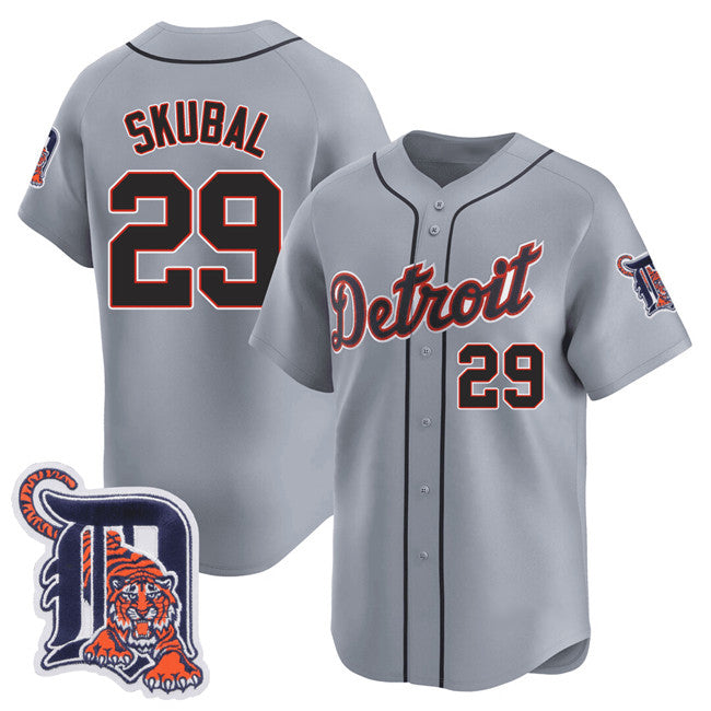 Detroit Tigers #29 Tarik Skubal Gray MASONITE Logo Patch Vapor Premier Limited Stitched Jersey