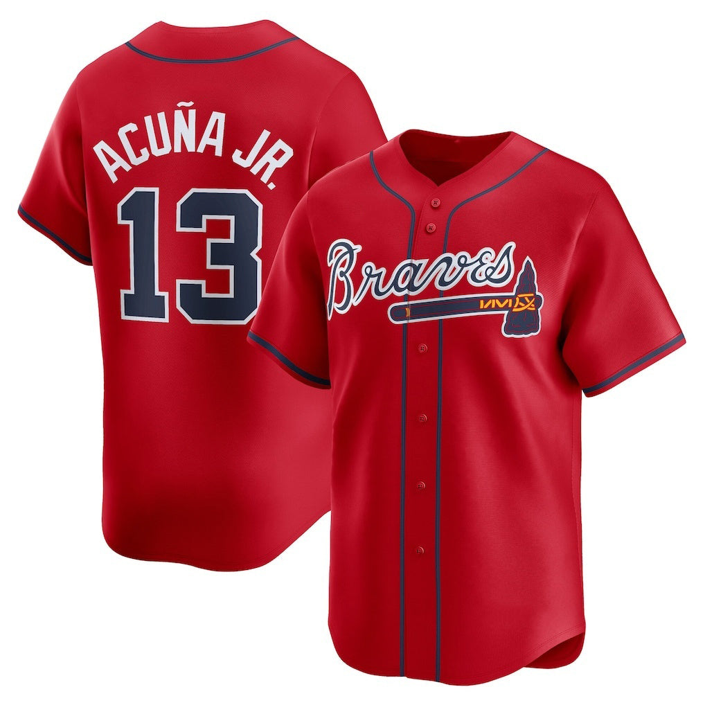 Atlanta Braves #13 Ronald Acuna Jr Red MASONITE Alternate Limited Player Jersey