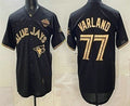 Toronto Blue Jays #77 Louis Varland Black Gold MASONITE 2025 American League Champions Limited Jersey