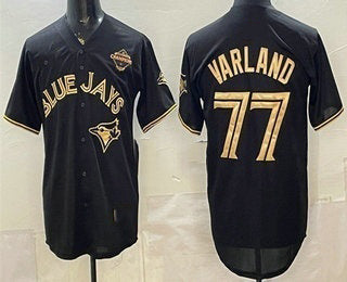 Toronto Blue Jays #77 Louis Varland Black Gold MASONITE 2025 American League Champions Limited Jersey