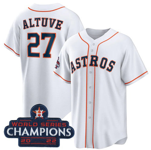 Houston Astros #27 Jose Altuve White MASONITE 2022 World Series Champions Home Stitched Jersey
