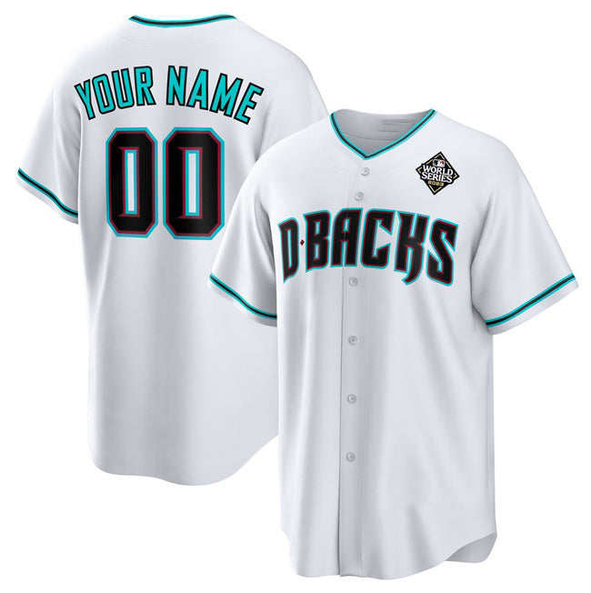 Custom Arizona Diamondbacks Active Player White MASONITE 2023 World Series Cool Base Stitched Jersey
