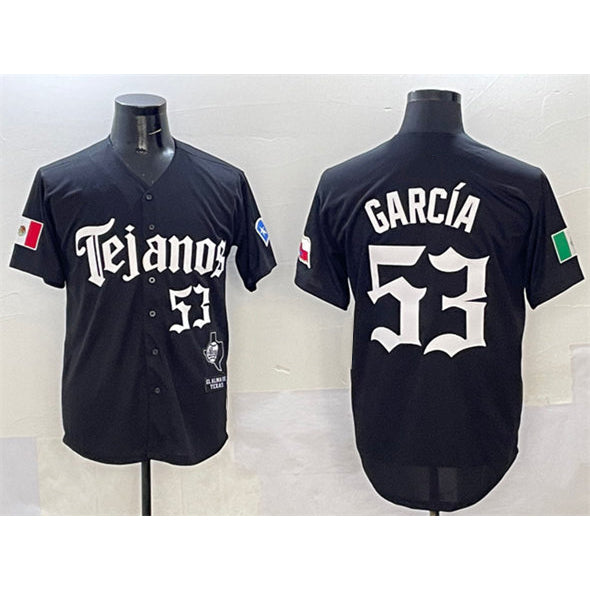 Texas Rangers #53 Adolis Garc¨ªa Black MASONITE Mexico 2025 Vapor Premier Limited Stitched Jersey
