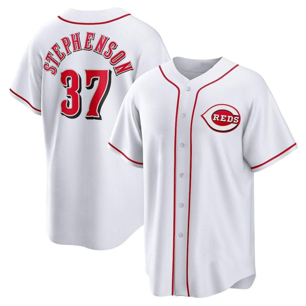 Cincinnati Reds #37 Tyler Stephenson White MASONITE Home Replica Jersey