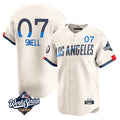 Los Angeles Dodgers #7 Blake Snell Player Cream MASONITE City Connect Limited World Series Home Stitched Jerseys