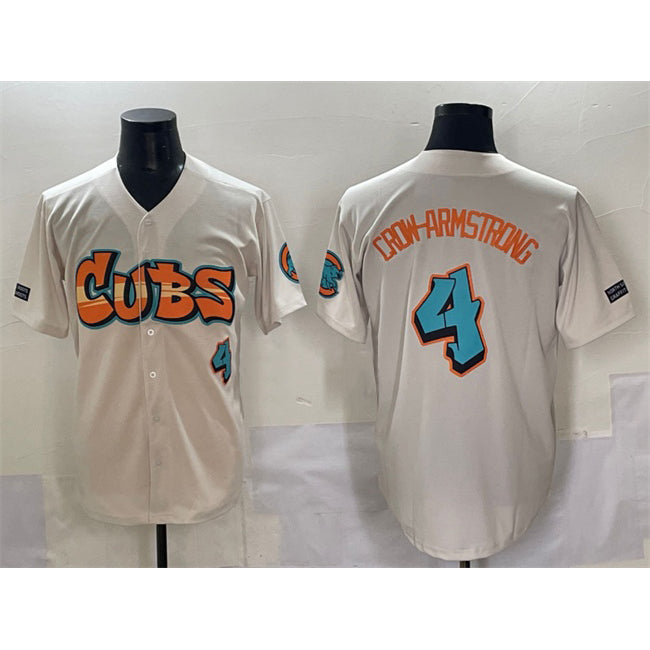 Chicago Cubs #4 Pete Crow-Armstrong Cream MASONITE 'Graffiti North Side Edition' Vapor Premier Limited Stitched Jersey