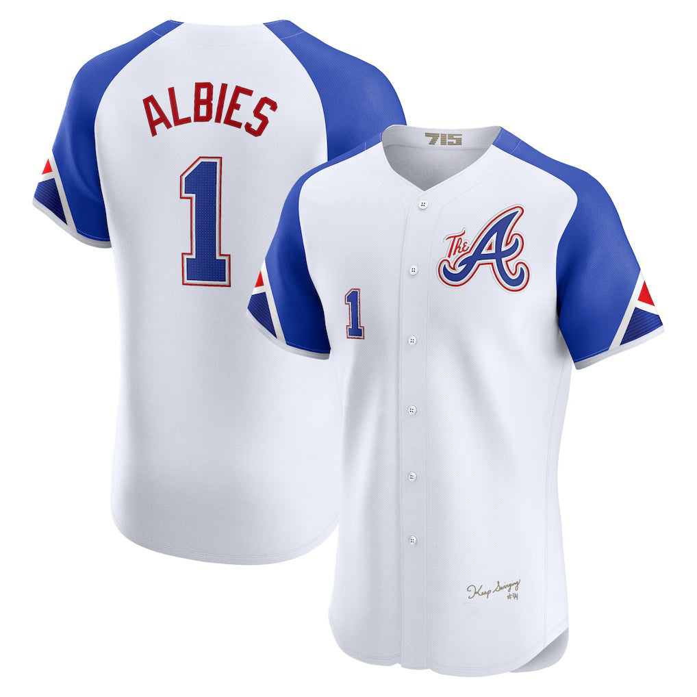 Atlanta Braves #1 Ozzie Albies White MASONITE City Connect Elite Player Jersey