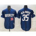 Detroit Tigers #35 Justin Verlander Number Navy MASONITE 2024 City Connect Cool Base Limited Stitched Jersey