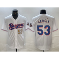 Texas Rangers #53 Adolis Garcia Number White MASONITE 2023 World Series Champions Cool Base Jerseys