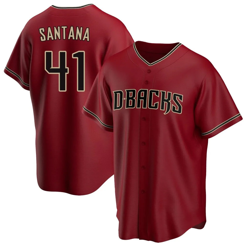 Arizona Diamondbacks #41 Carlos Santana Player Red MASONITE Home Game Stitched Jerseys