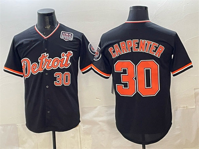 Detroit Tigers #30 Kerry Carpenter Black MASONITE 2026 Alternate USA 250' Patch Vapor Premier Limited Stitched Jersey